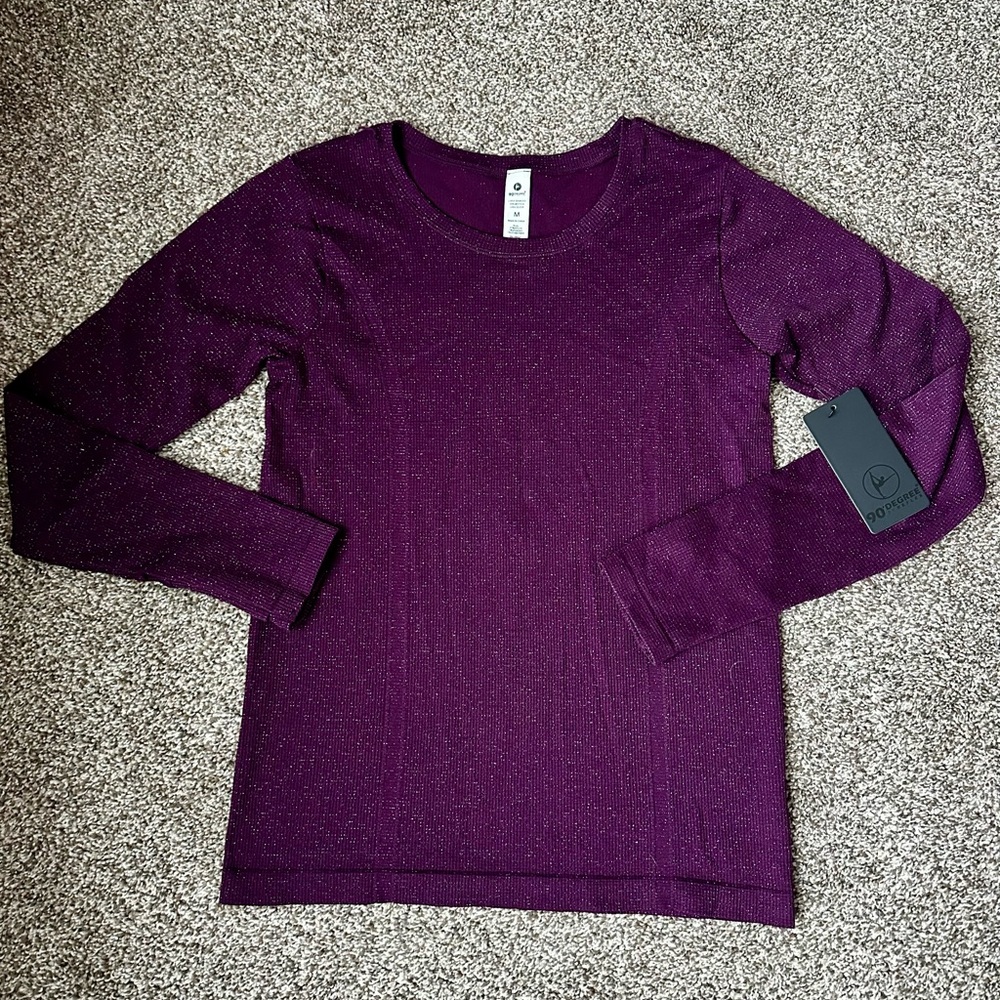 90 Degree By Reflex Shimmery Crewneck Long-Sleeve Top